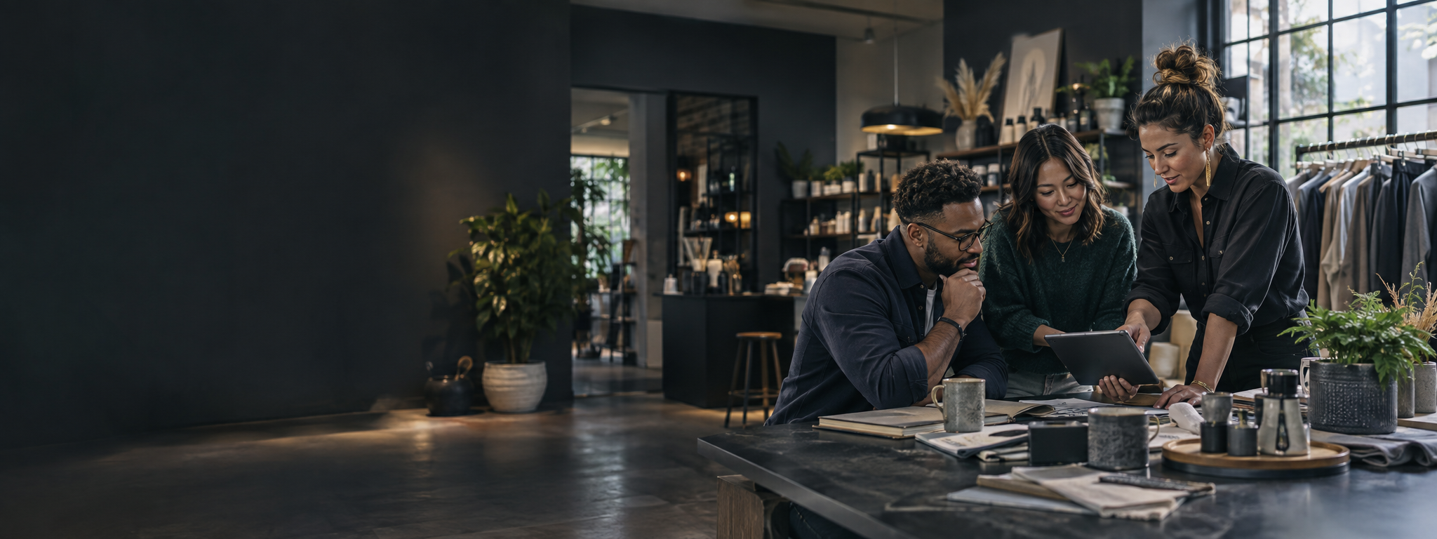 A group of small-business owners reviewing a growth plan together